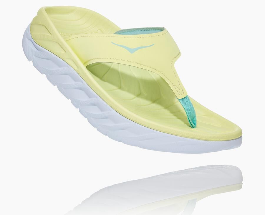 Sandalias Hoka One One Mujer Amarillos/Blancos - Ora Recovery Flip - HSUD03168